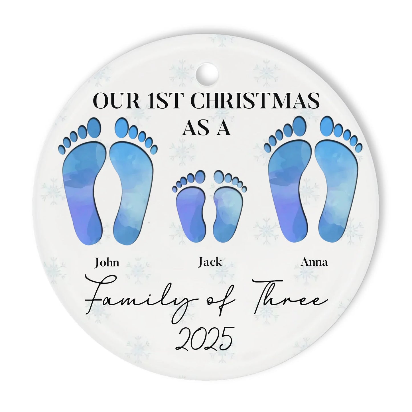 First Christmas As A Family Of Four Footprint Ornament