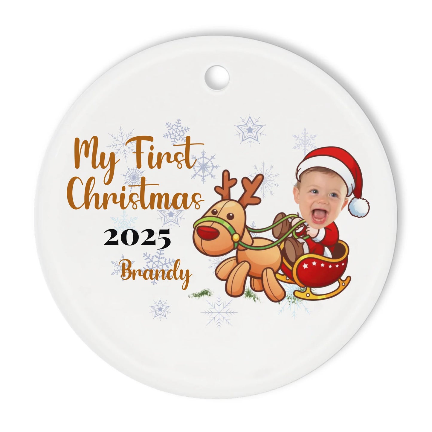Custom Photo Baby's - First Christmas Costumes Heart Ornament