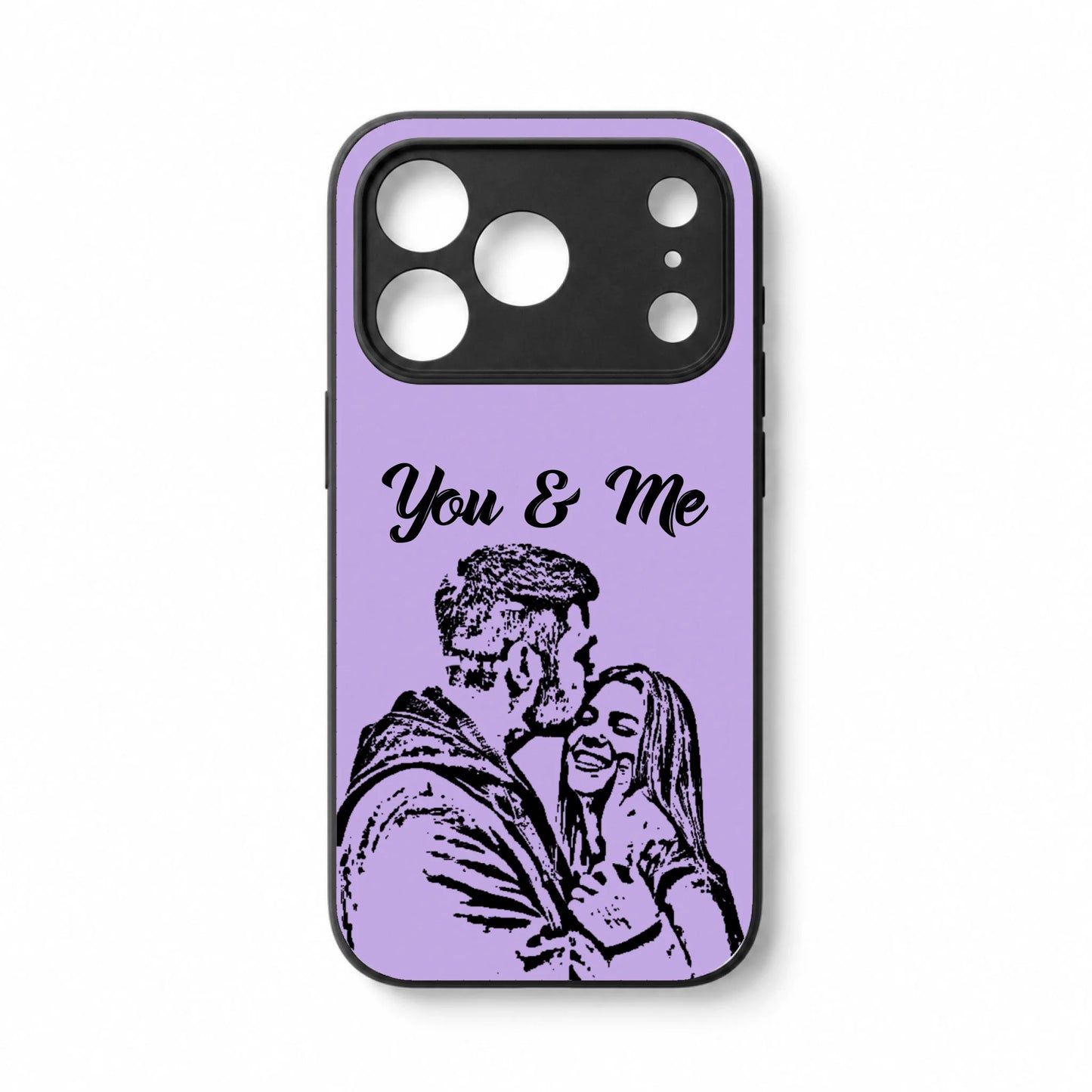 Custom Photo Couple You And Me Bold Sketch Portrait - Gifts For Your Lover - Personalized Clear Phone Case