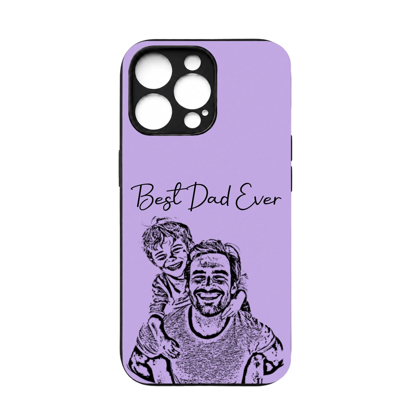 Custom Photo Bold Sketch Best Dad Ever Family Portrait - Personalized Clear Phone Case