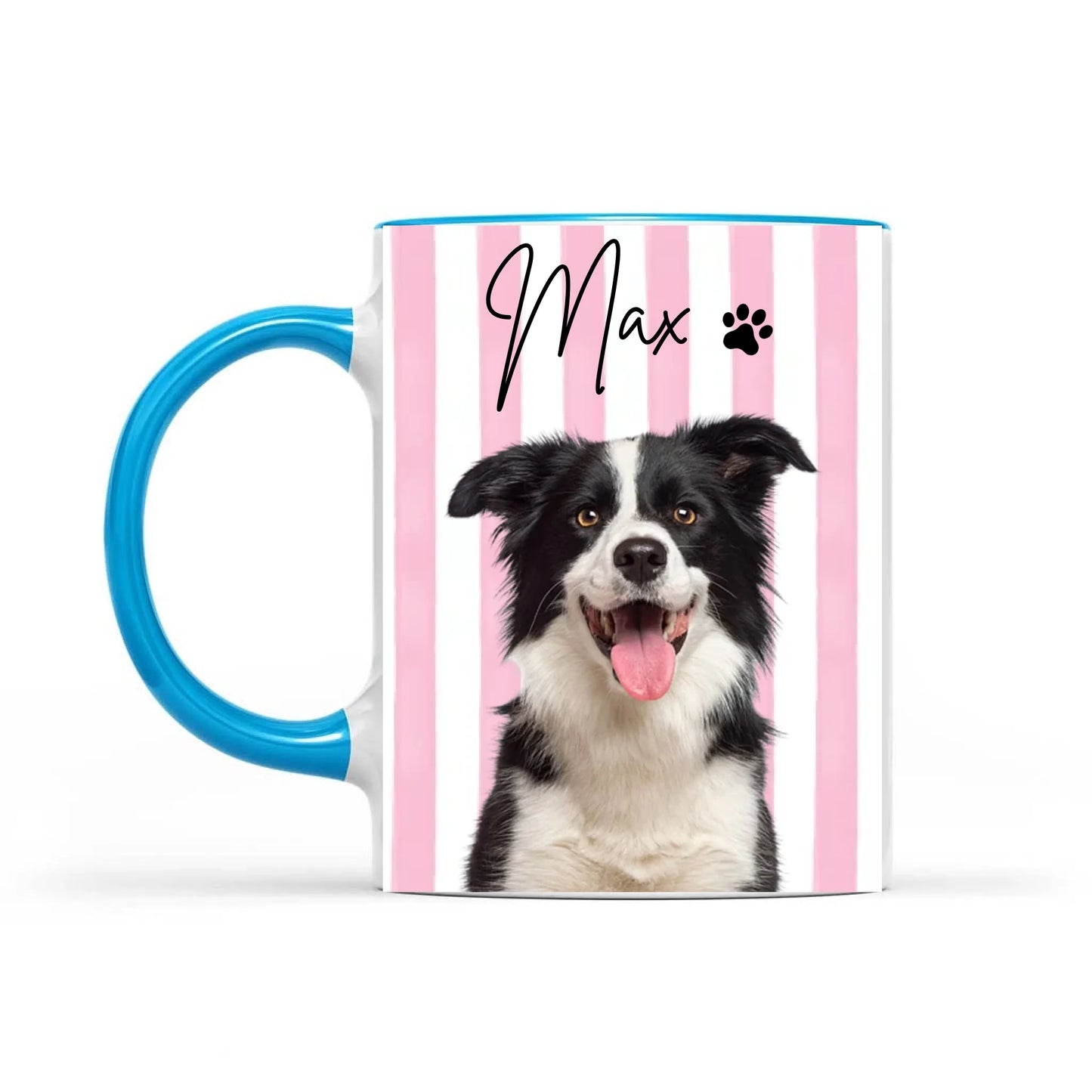 Personalized Pet Photo Mug, Striped Portrait Mug, Gift for Pet Lovers