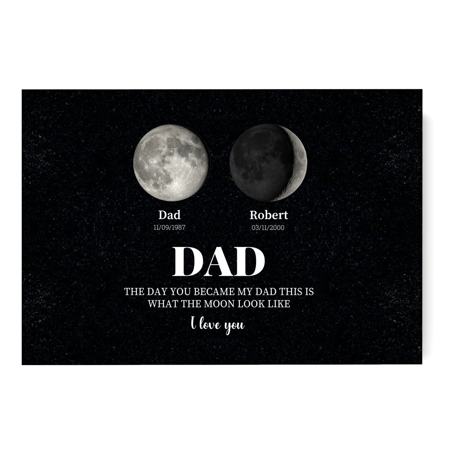 The Day You Became My Dad - Moon phase Personalized Canvas - Gift For Dad