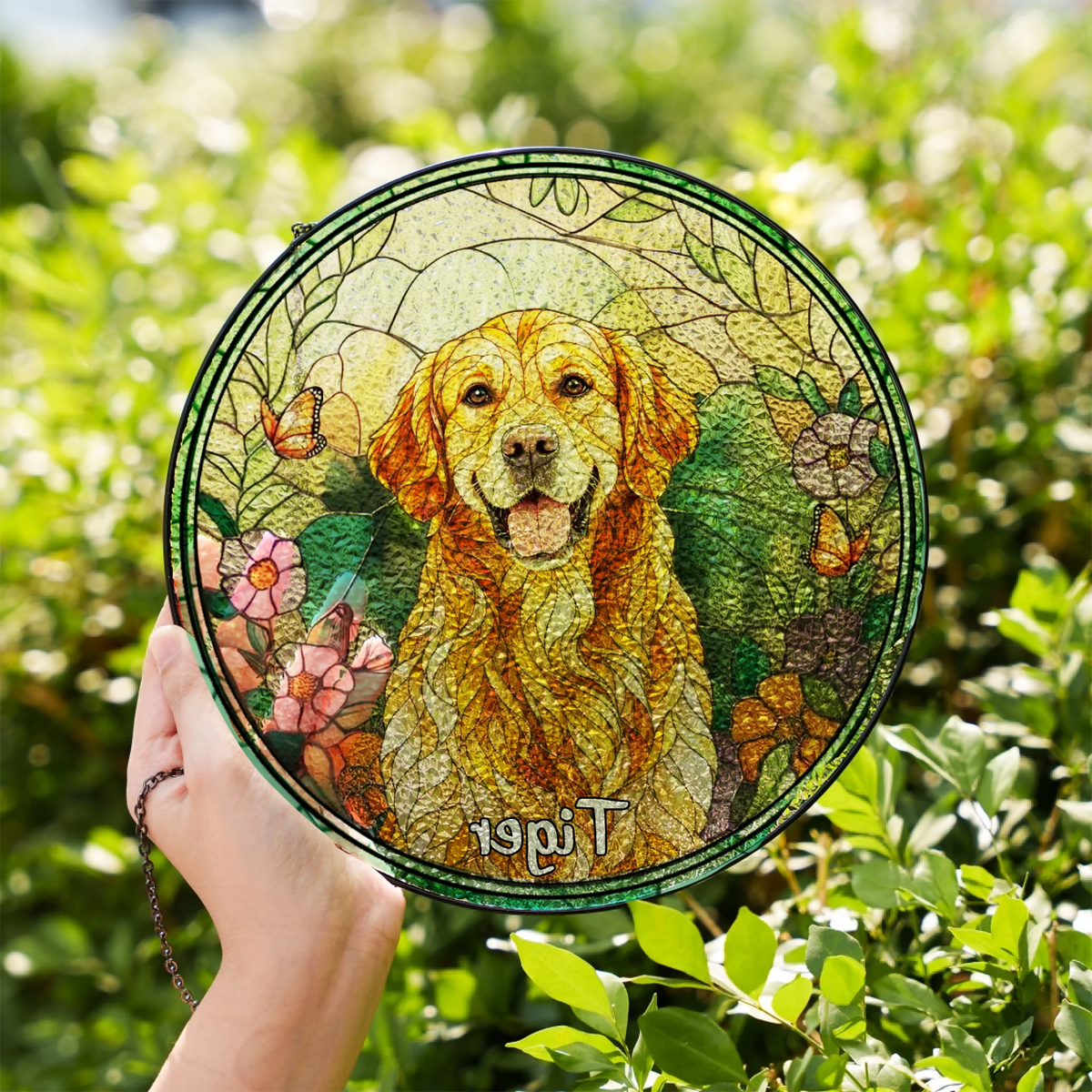 Custom Photo Window Hanging Stained Glass Ornament - Personalized Dog Memorial Sympathy Gifts For Dogs - Furry Friend