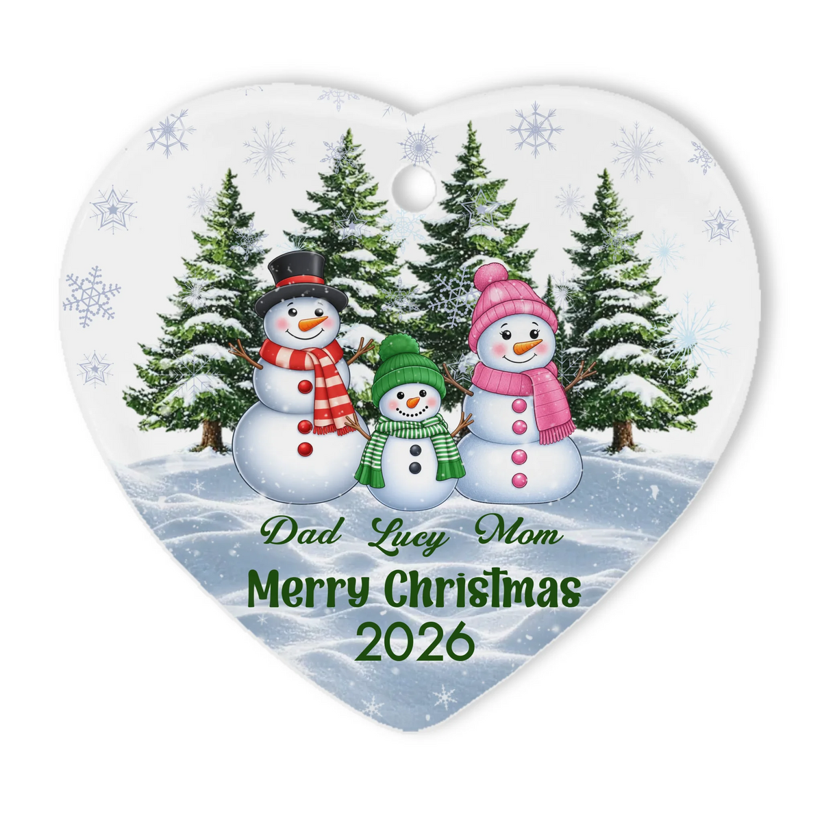 Personalized Snowman Family Merry Christmas Acrylic Ornament - Gift For Family Christmas Holiday