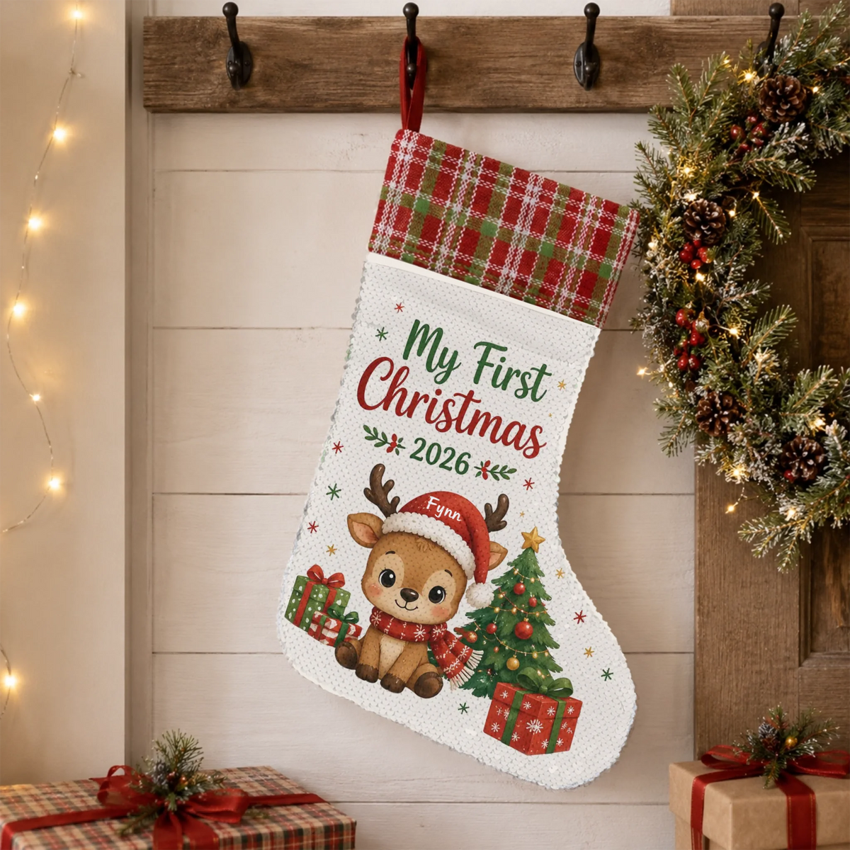 First Christmas Costumes - Personalized Sequin Christmas Stocking