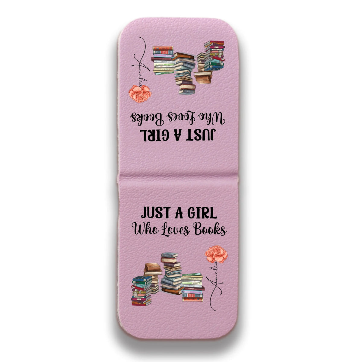 Just A Girl Who Loves Books 3D Effect Reading Woman - Personalized Leather Magnetic Bookmark - Gifts For Book Lovers
