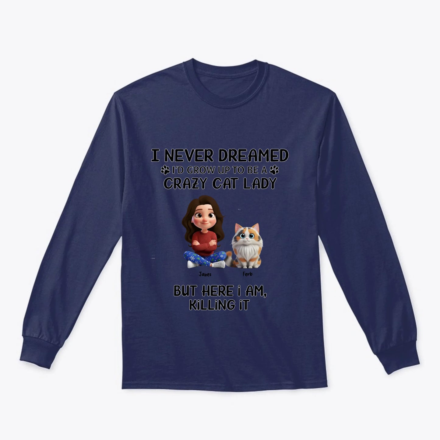 Classic Long Sleeve Tee navy font