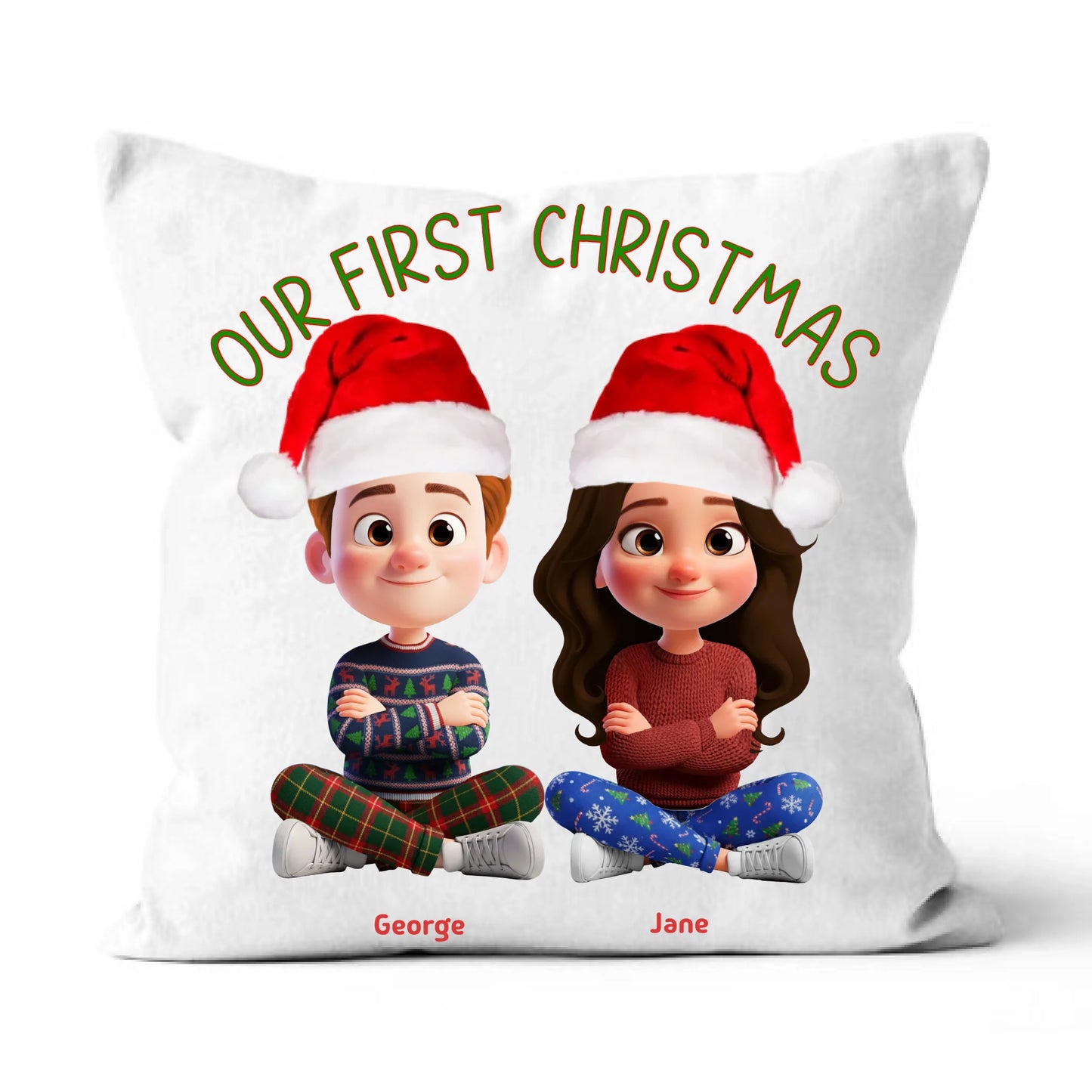 Our First Christmas Couple Pillow 3D Personalize