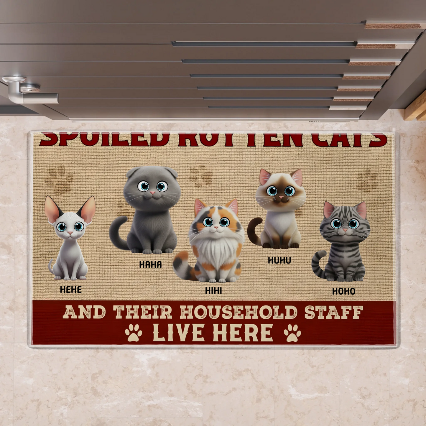 Spoiled Cats Live Here Doormat 3D Cats