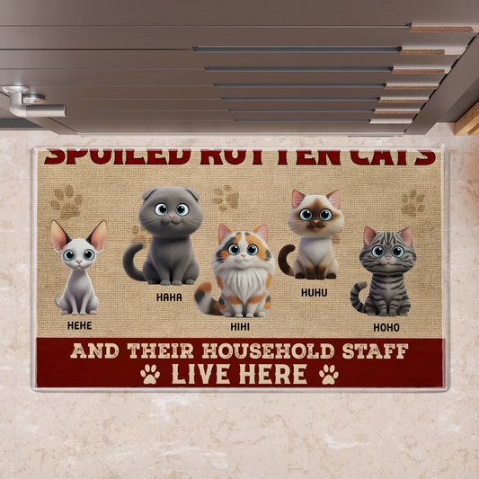 Spoiled Cats Live Here Doormat 3D Cats