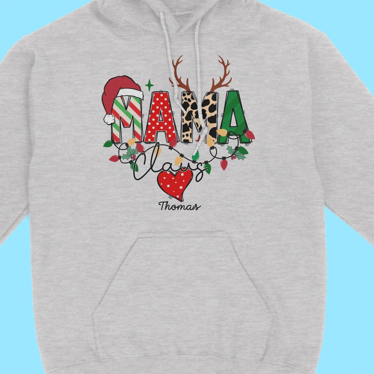Mama Claus With Kids Name Christmastime Gift For Mom Unisex Hoodie