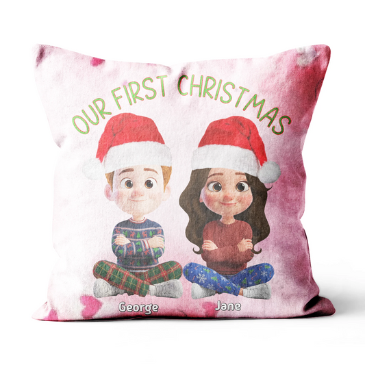 Our First Christmas Couple Pillow 3D Personalize