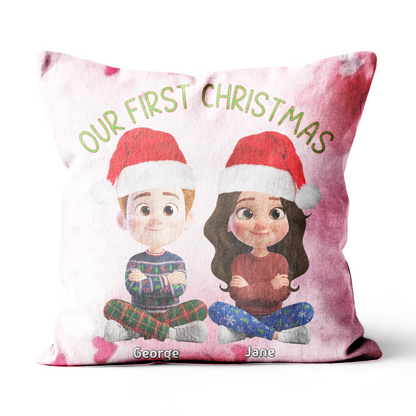 Our First Christmas Couple Pillow 3D Personalize