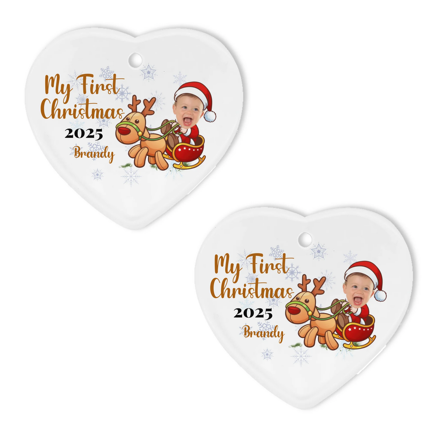Custom Photo Baby's - First Christmas Costumes Heart Ornament