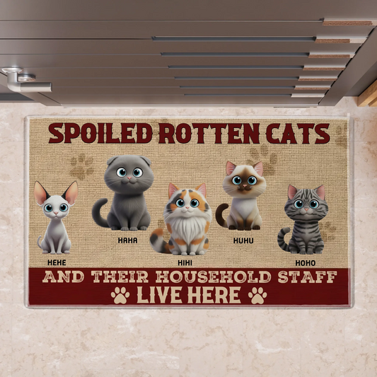 Spoiled Cats Live Here Doormat 3D Cats