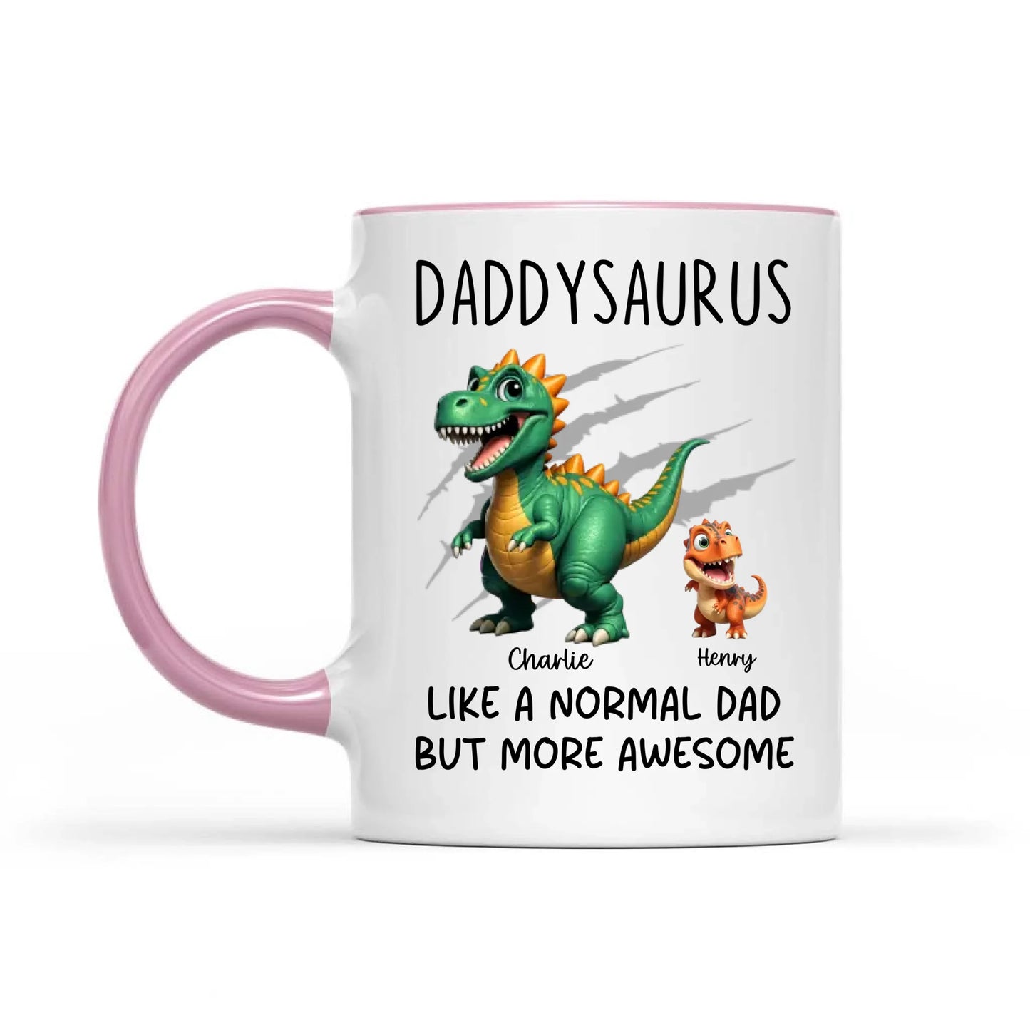 Daddysaurus Grandpasaurus Cute 3D Effect Dinosaurs Personalized Mug