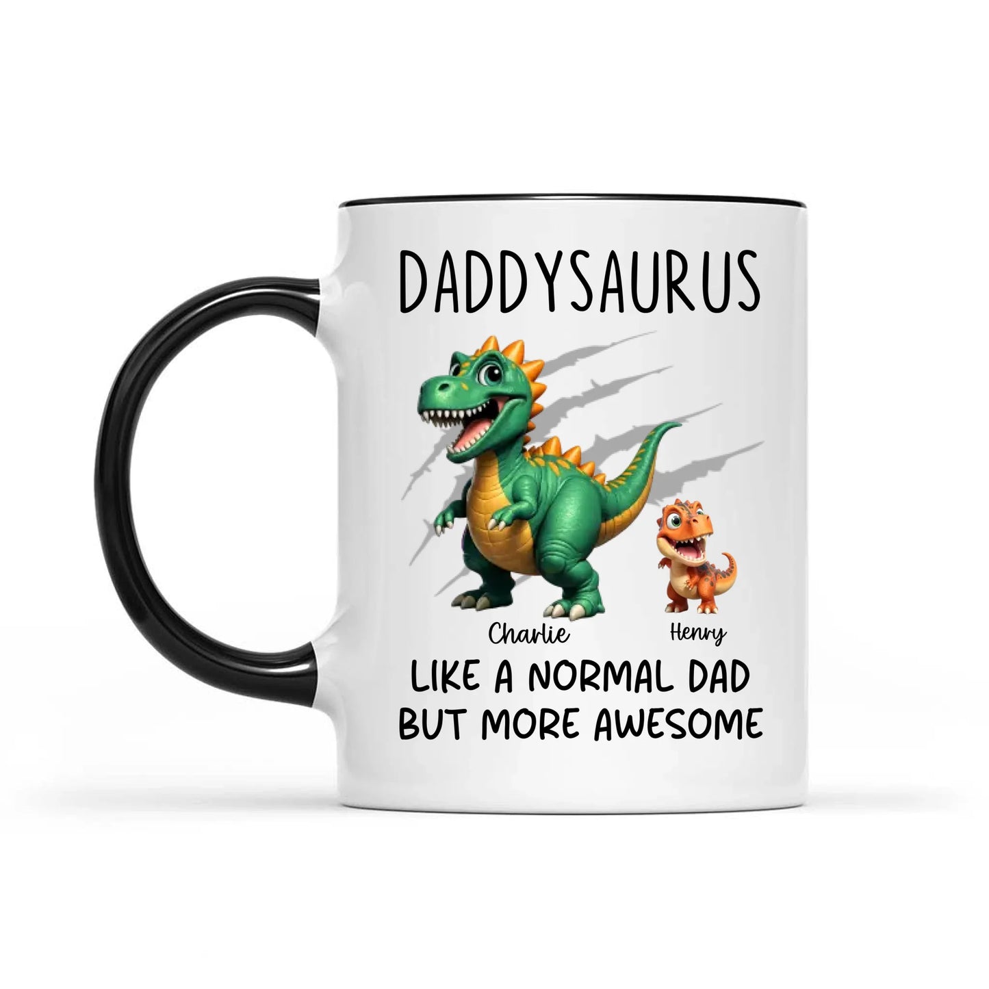 Daddysaurus Grandpasaurus Cute 3D Effect Dinosaurs Personalized Mug