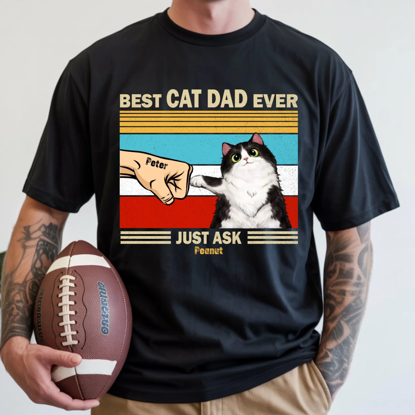 Best Cat Dad Ever Just Ask Peanut, Funny Cat Lover, Gift For Father's Day T-Shirt