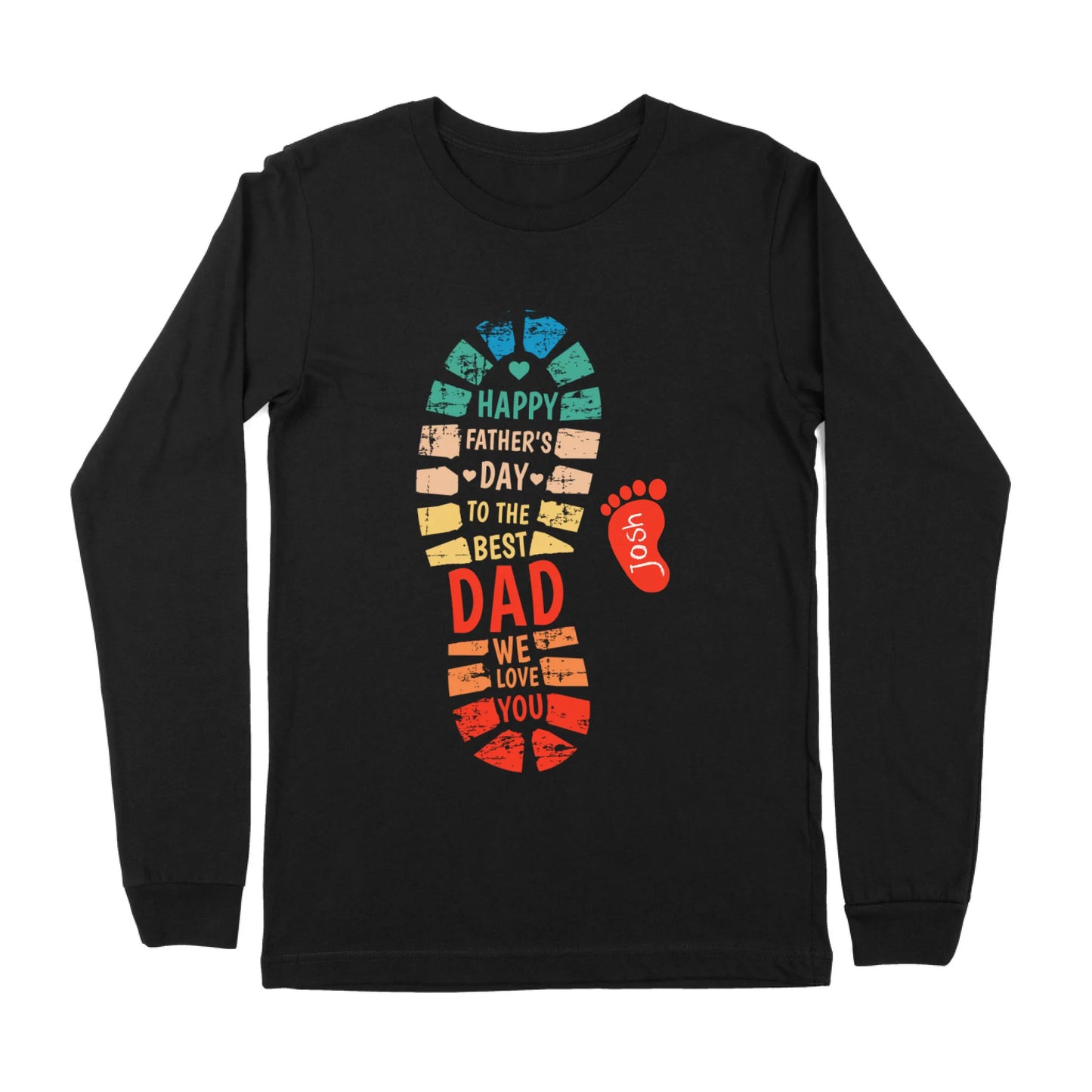 Happy Father's Day To The Best Dad Personalized Dad And Kids Footprints Names Long Sleeve Shirt