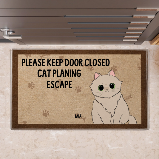 Cartoon Cats Planning Escape - Gift For Cat Lovers - Personalized Doormat