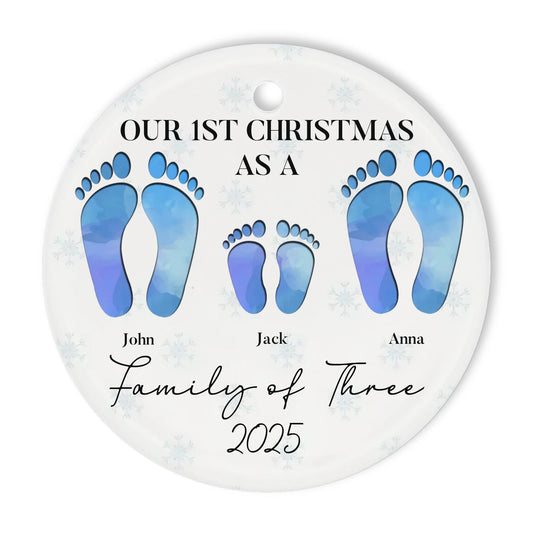 First Christmas As A Family Of Four Footprint Ornament