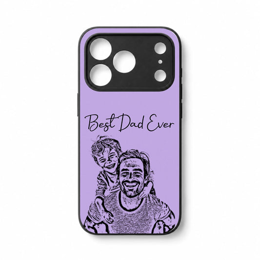 Custom Photo Bold Sketch Best Dad Ever Family Portrait - Personalized Clear Phone Case