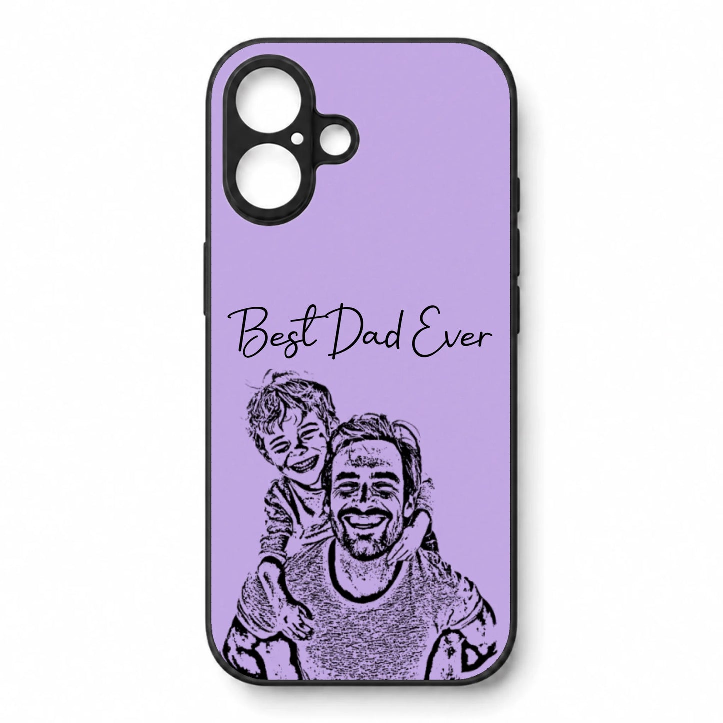Custom Photo Bold Sketch Best Dad Ever Family Portrait - Personalized Clear Phone Case