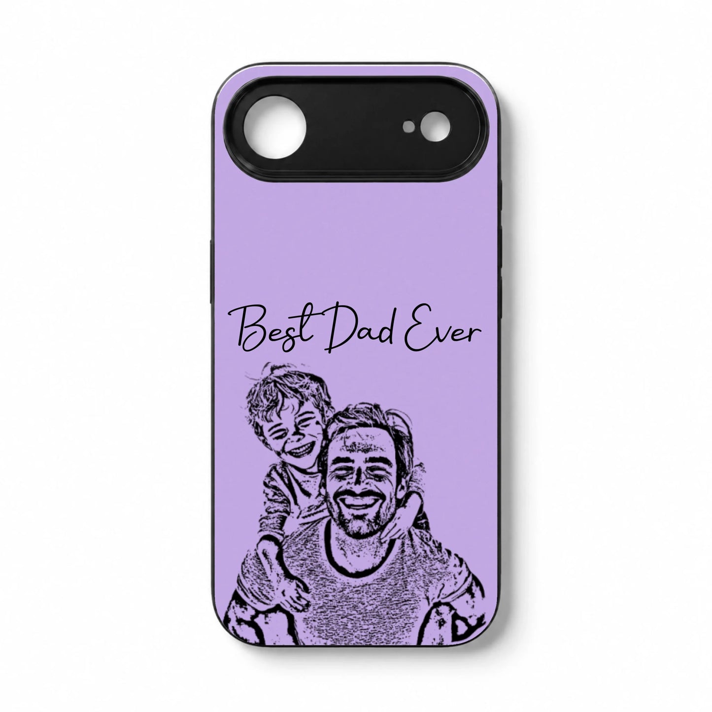 Custom Photo Bold Sketch Best Dad Ever Family Portrait - Personalized Clear Phone Case