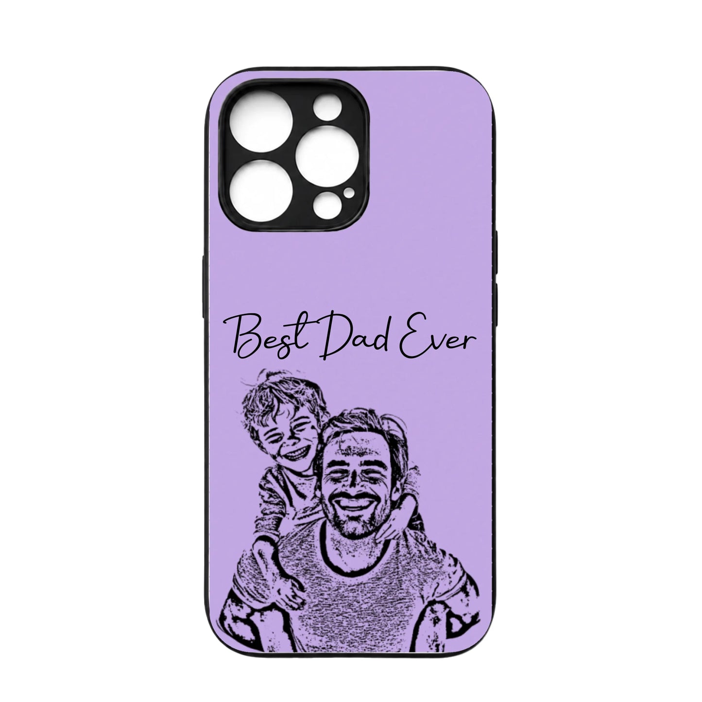 Custom Photo Bold Sketch Best Dad Ever Family Portrait - Personalized Clear Phone Case