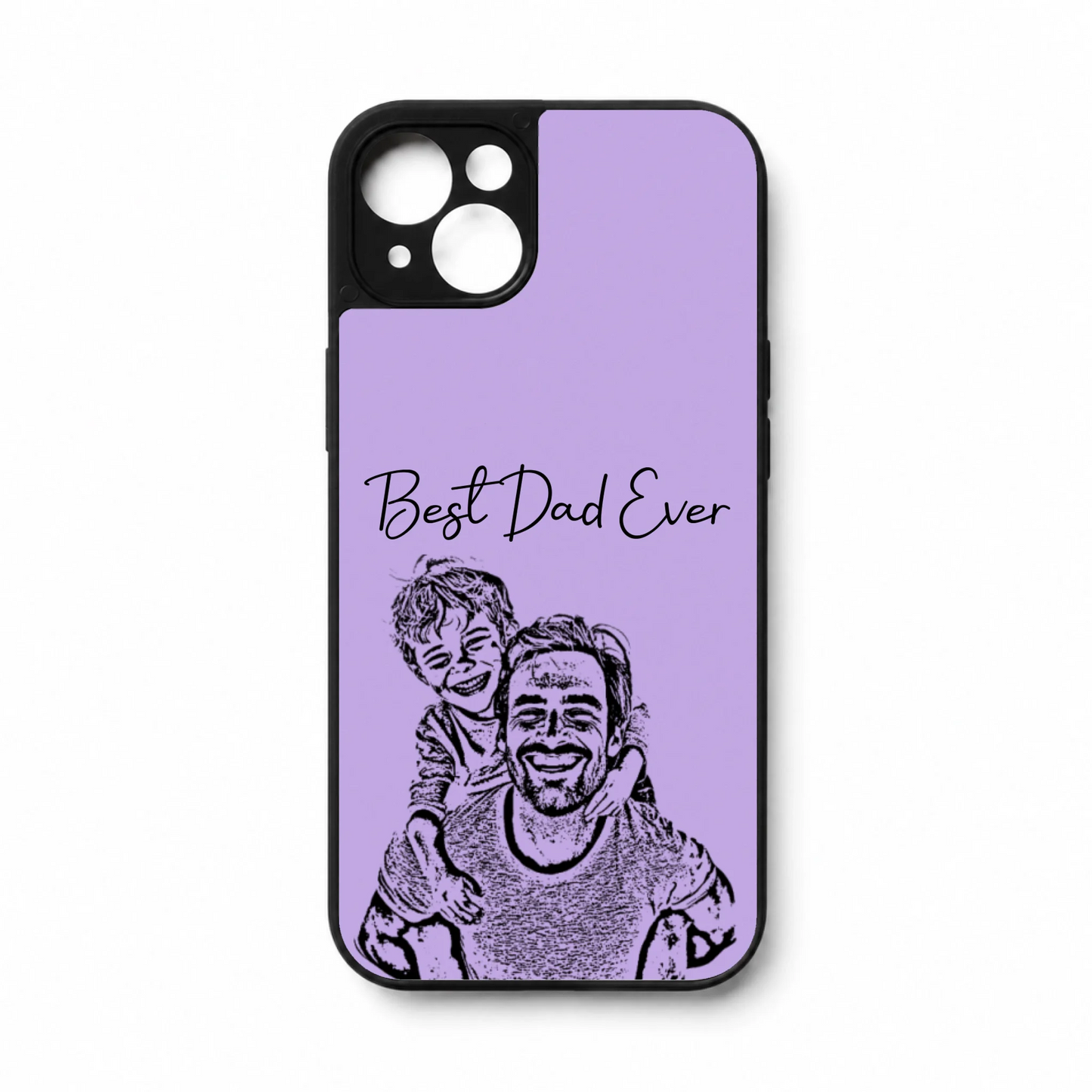 Custom Photo Bold Sketch Best Dad Ever Family Portrait - Personalized Clear Phone Case