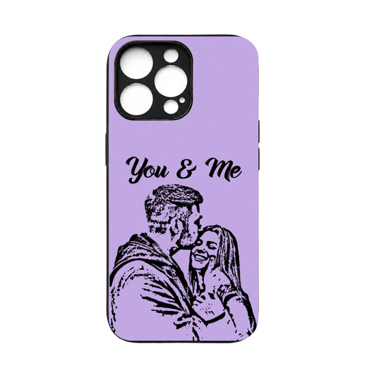 Custom Photo Couple You And Me Bold Sketch Portrait - Gifts For Your Lover - Personalized Clear Phone Case
