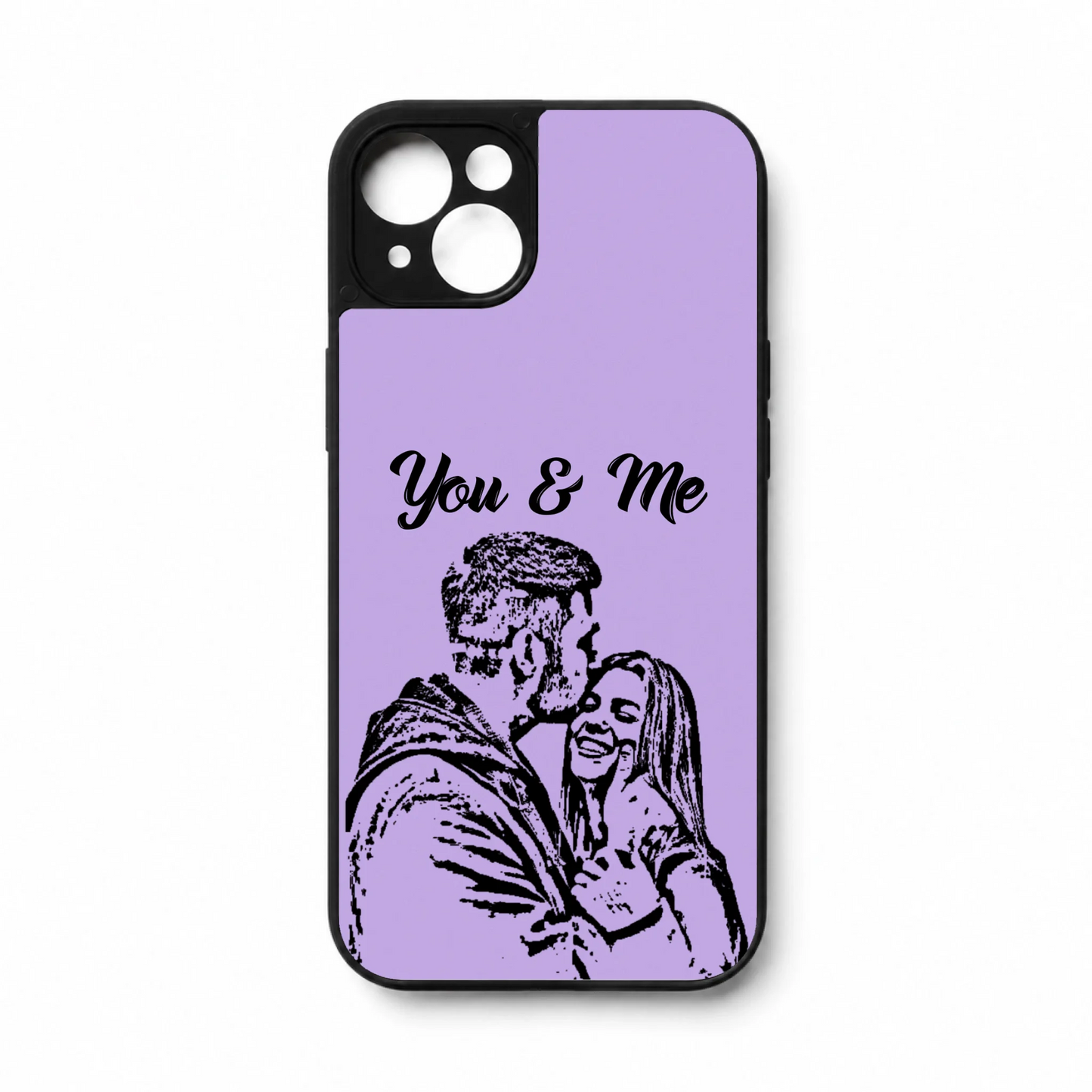 Custom Photo Couple You And Me Bold Sketch Portrait - Gifts For Your Lover - Personalized Clear Phone Case