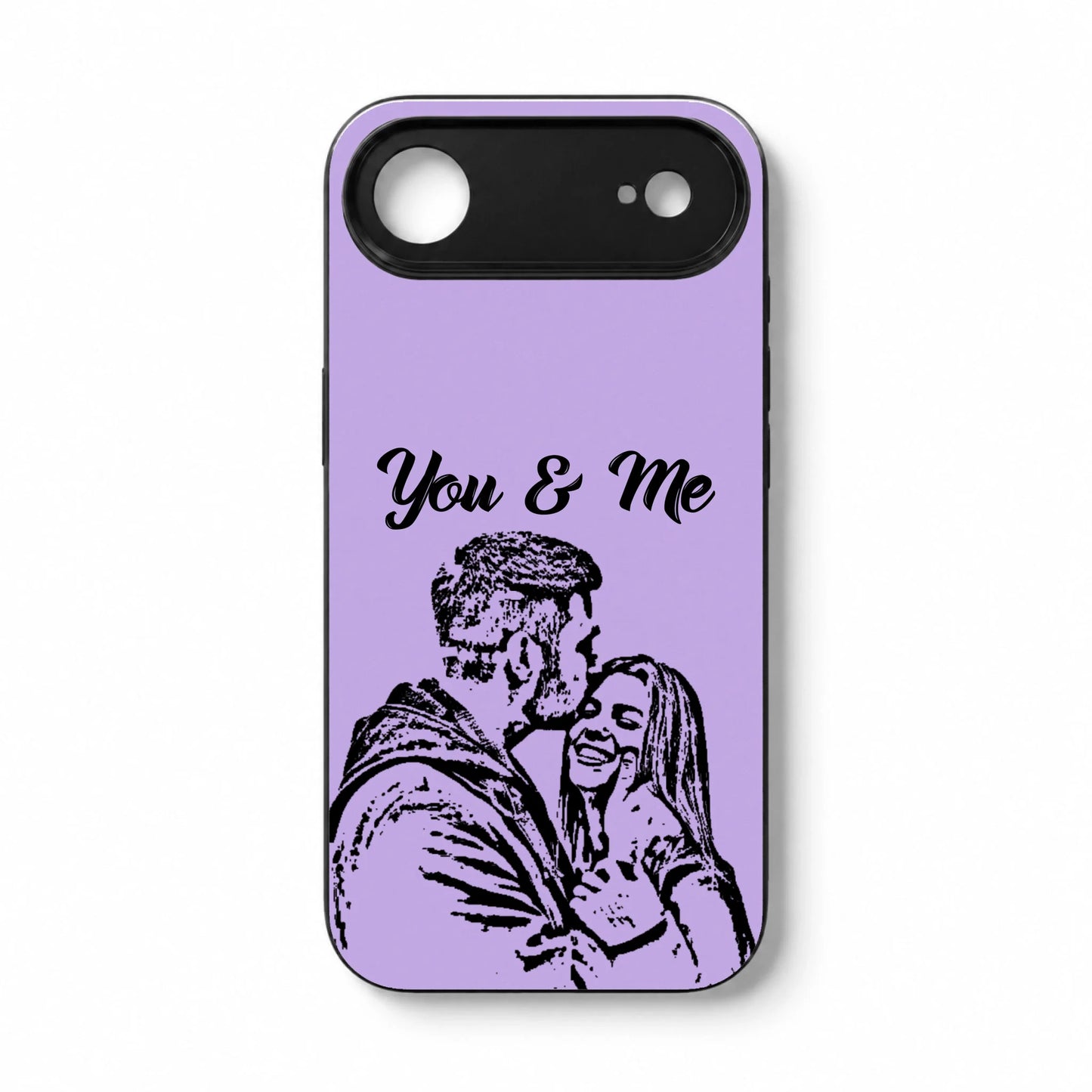 Custom Photo Couple You And Me Bold Sketch Portrait - Gifts For Your Lover - Personalized Clear Phone Case