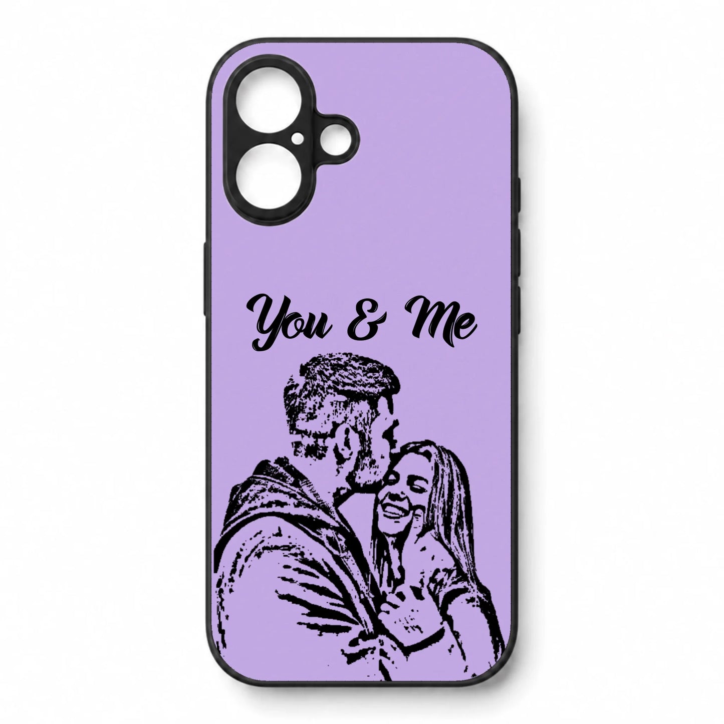 Custom Photo Couple You And Me Bold Sketch Portrait - Gifts For Your Lover - Personalized Clear Phone Case