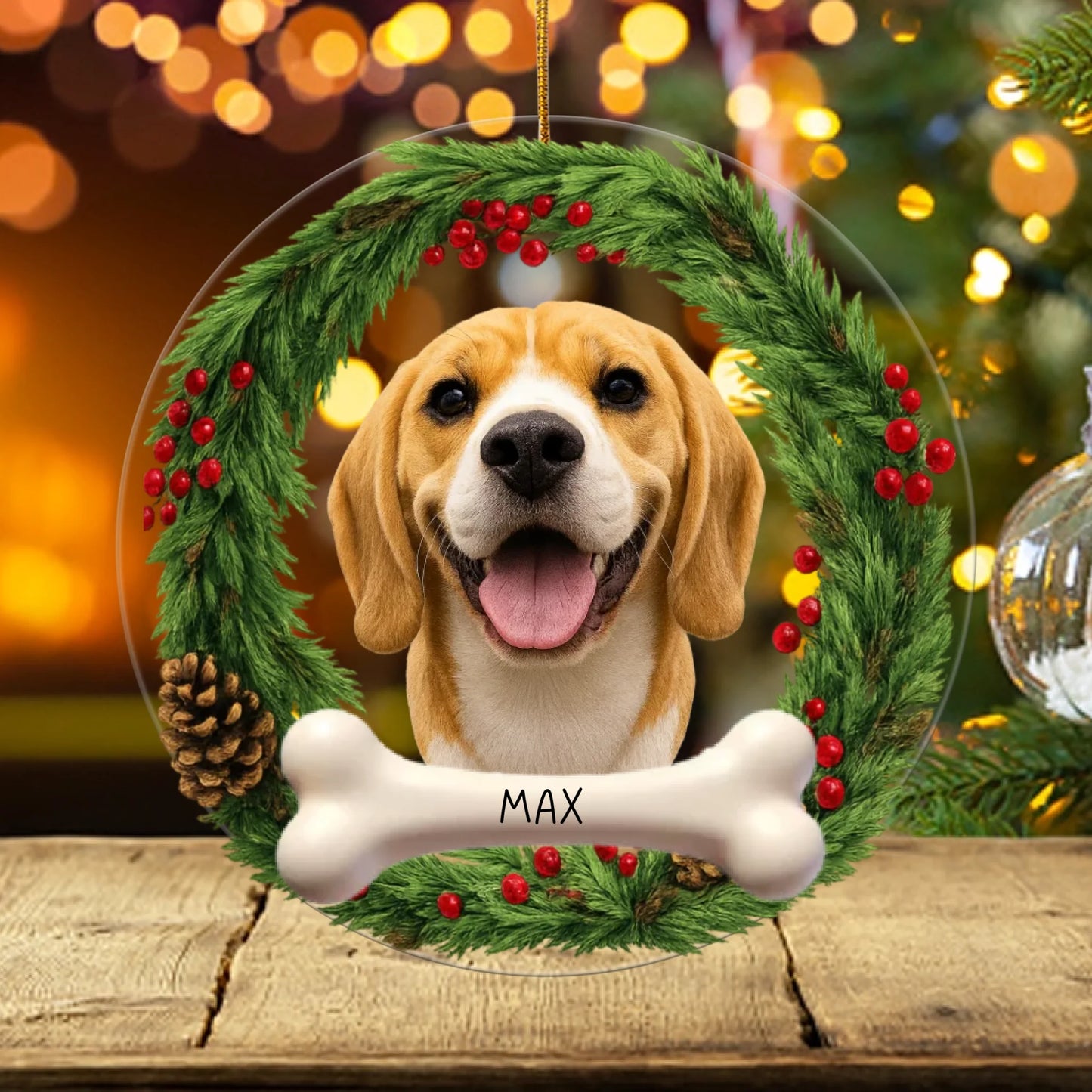 Custom Photo In Loving Memory Pet Memorial - Personalized Combo Circle Ceramic Ornament