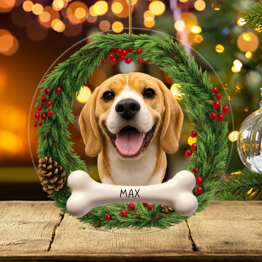 Custom Photo In Loving Memory Pet Memorial - Personalized Combo Circle Ceramic Ornament