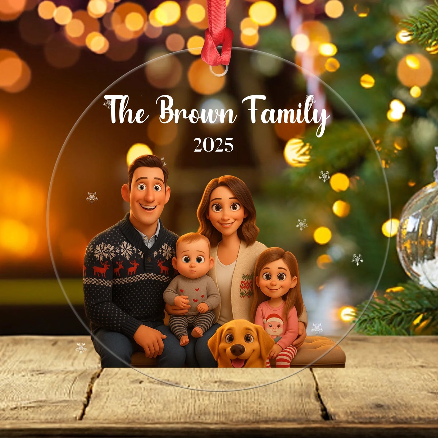 Family Christmas Ornament - Personalized Family Photo Ornament