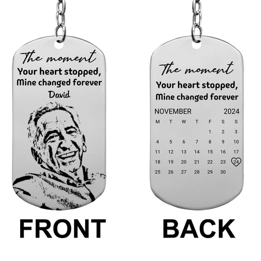 Custom Photo Sketch Line Art The Moment Your Heart Stopped Memorial Gift - Personalized Keychain