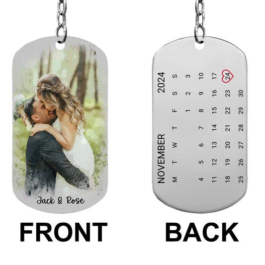 Personalized Photo Stainless Steel Keychain - Anniversary Gifts For Men, Husband, Him, Boyfriend