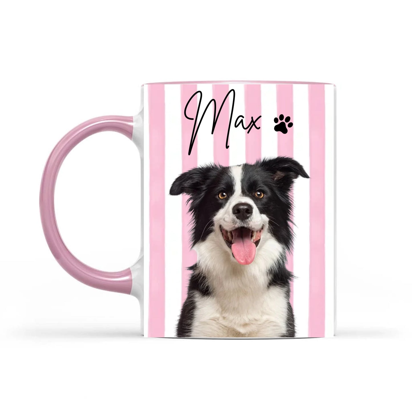 Personalized Pet Photo Mug, Striped Portrait Mug, Gift for Pet Lovers