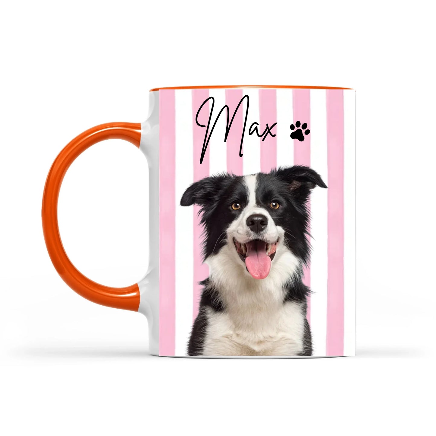 Personalized Pet Photo Mug, Striped Portrait Mug, Gift for Pet Lovers