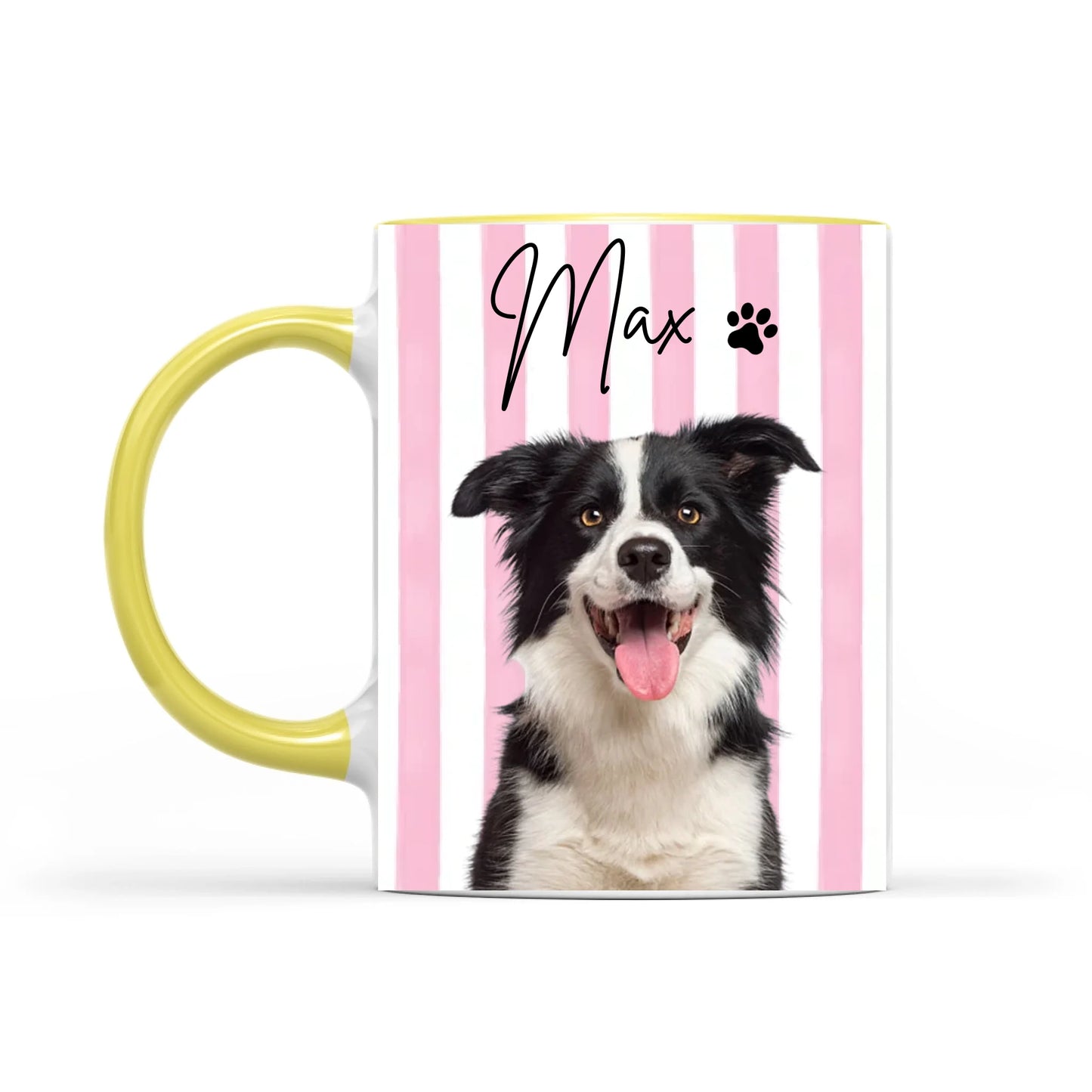 Personalized Pet Photo Mug, Striped Portrait Mug, Gift for Pet Lovers