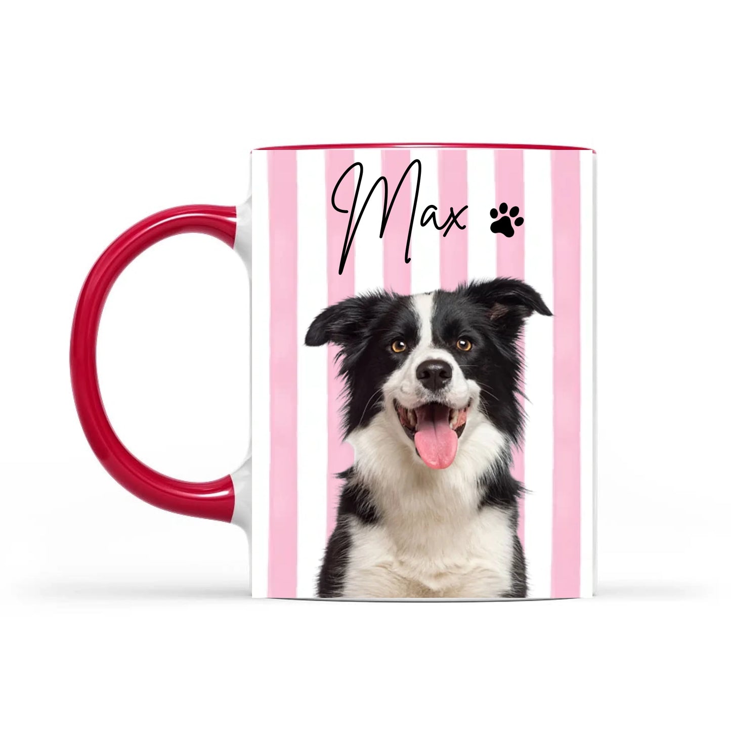 Personalized Pet Photo Mug, Striped Portrait Mug, Gift for Pet Lovers