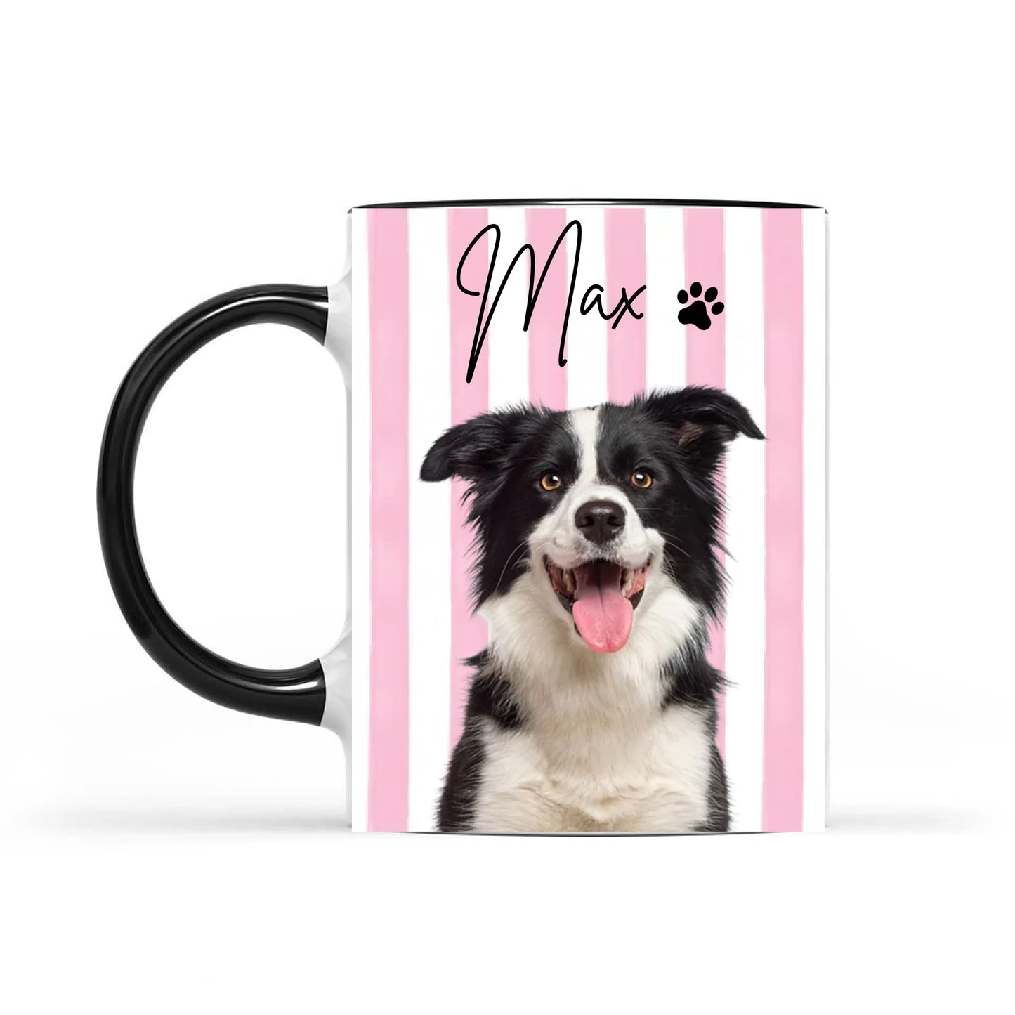 Personalized Pet Photo Mug, Striped Portrait Mug, Gift for Pet Lovers
