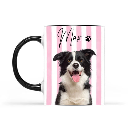 Personalized Pet Photo Mug, Striped Portrait Mug, Gift for Pet Lovers