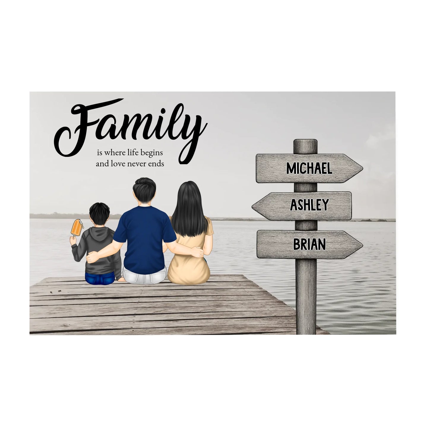 Family is where life begins  and love never ends - Personalized Canvas