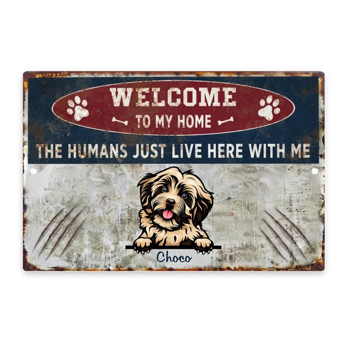 Welcome To Our Home Warning Style - Funny Personalized Dog Metal Sign