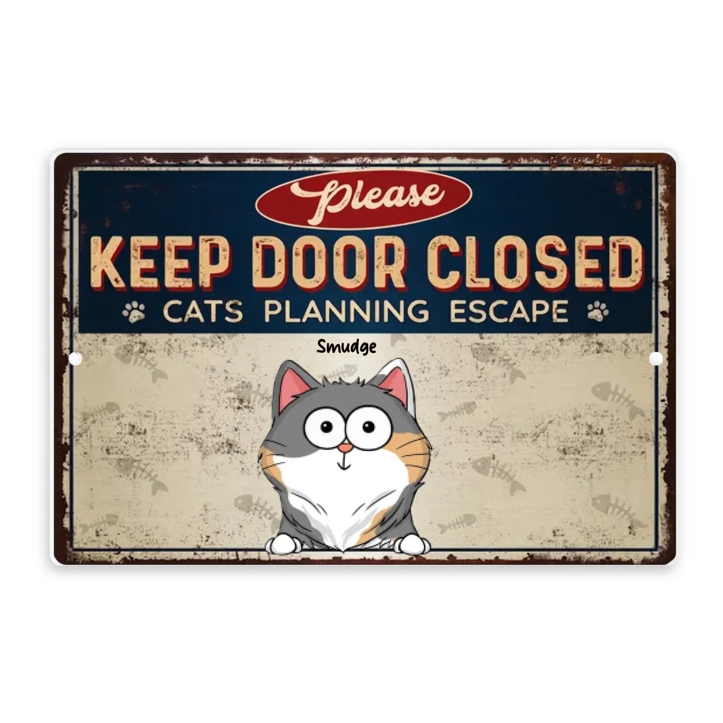 Cats Planning Escape - Personalized Cat Custom Home Decor Metal Sign - Gift For Cat Owners, Cat Lovers