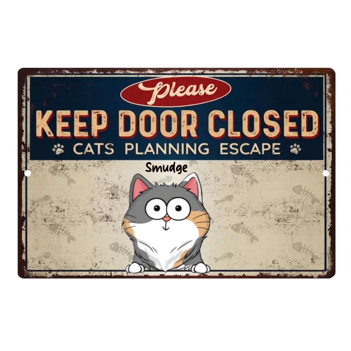 Cats Planning Escape - Personalized Cat Custom Home Decor Metal Sign - Gift For Cat Owners, Cat Lovers