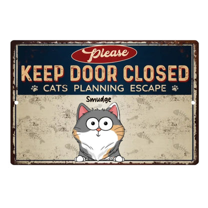 Cats Planning Escape - Personalized Cat Custom Home Decor Metal Sign - Gift For Cat Owners, Cat Lovers